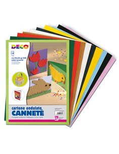 BUSTA 10FG CARTONCINO ONDULATO 25X35CM CANNETE' colori assortiti DECO 2200 DECO CARTONCINO COLLAGE