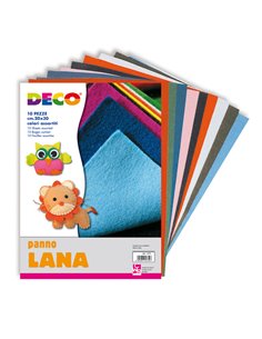 10 PEZZE PANNO LANA 20x30cm colori assortiti DECO 1571 DECO ACCESSORI DIDATTICI E LAVORI MANUALI