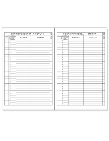 REGISTRO PROTOCOLLO LETTERE RICEVUTE-SPEDITE 21x31cm 100fg BM 0100114 BM SEGRETERIA
