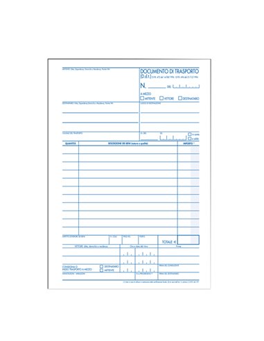 DOCUMENTO DI TRASPORTO 150x225mm 50fgx3 copie(mitt-dest-vett) BM 0100401 BM MAGAZZINO-TRASPORTI