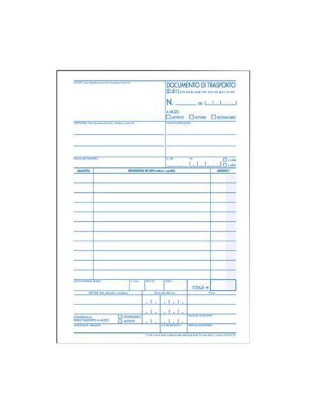DOCUMENTO DI TRASPORTO 150x225mm 50fgx3 copie(mitt-dest-vett) BM 0100401 BM MAGAZZINO-TRASPORTI