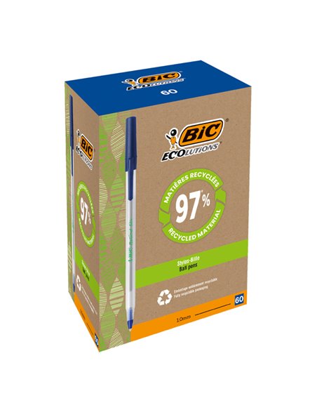 SCATOLA 60 PENNE A SFERA BIC® ECOlutions™ Round Stic™ BLU 1.0MM 8932403 BIC CON CAPPUCCIO