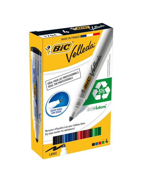 ASTUCCIO 4 MARCATORI P.TONDA Whiteboard VELLEDA® 1701 Recycled BIC® 904941 BIC PER LAVAGNE CANCELLABILI