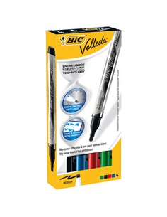 ASTUCCIO 4 MARCATORI P.TONDA Whiteboard VELLEDA® Liquid Ink Pocket BIC® 902094 BIC PER LAVAGNE CANCELLABILI