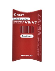 SET 3 REFILL ROLLER HI-TECPOINT V5-V7 RICARICABILE ROSSO BEGREEN PILOT 040337