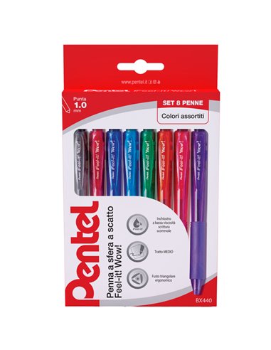 Astuccio 8 colori penna sfera a scatto Feel It Wow BX440 1.0mm PENTEL 0X18015 PENTEL A SCATTO
