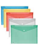SET 5 BUSTE CON BOTTONE A4-33,5x23,5cm COLORI ASSORTITI LEBEZ ART.2192 2192-5