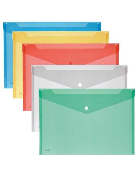 SET 5 BUSTE CON BOTTONE A4-33,5x23,5cm COLORI ASSORTITI LEBEZ ART.2192 2192-5