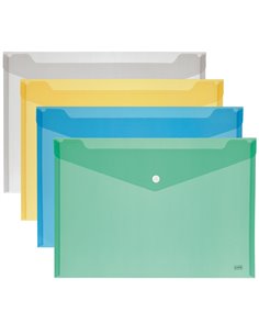 BUSTA CON BOTTONE 15,5x11,5cm -ORIZZ. COLORI ASSORTITI LEBEZ 80196