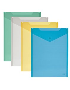 BUSTA CON BOTTONE 11,5x15,5cm - VERT. COLORI ASSORTITI LEBEZ 80200 LEBEZ CARTELLINE IN PLASTICA CON BOTTONE