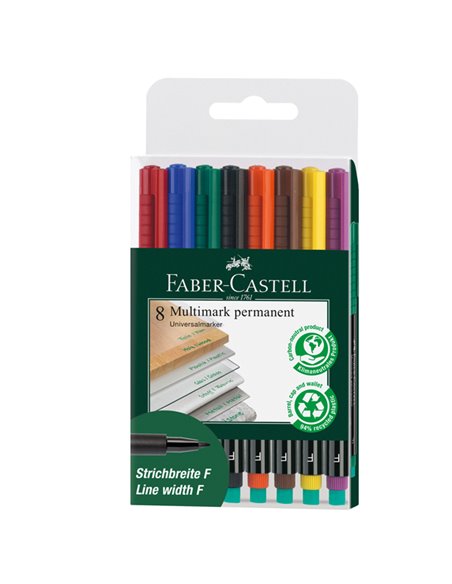 BUSTA 8 COLORI PENNARELLO MULTIMARK 0,6mm FINE FABER-CASTELL 151309