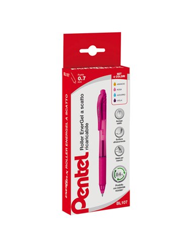 Astuccio 4 roller a scatto Energel X BL107 0.7mm Pentel 0100786