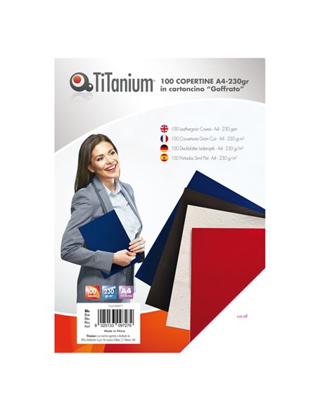 100 COPERTINE A4 CARTONCINO GOFFRATO 230g BLU TiTanium PB250-11T