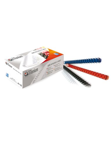 100 DORSI PLASTICI 21 ANELLI 14MM BIANCO TiTanium PB414-01T