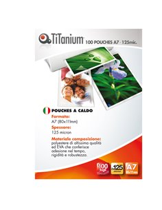 100 POUCHES 80x111mm (A7) 125my TiTanium PP525-05T TITANIUM POUCHES PER PLASTIFICARE