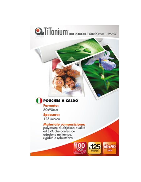 100 POUCHES 60x90mm 125my BUSINESS CARD TiTanium PP525-08T TITANIUM POUCHES PER PLASTIFICARE