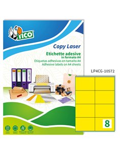 Etichetta adesiva LP4C giallo opaco 70fg A4 105x72mm (8et/fg) Tico LP4CG-10572 TICO ETICHETTE CARTA COPY-LASER-INKJET
