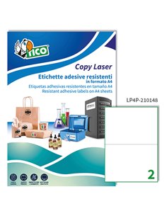 Poliestere adesivo LP4P bianco 70fg A4 210x148mm (2et/fg) laser Tico LP4P-210148 TICO ETICHETTE POLIESTERE COPY-LASER-INKJET