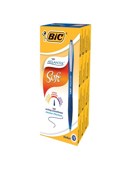 SCATOLA 12 PENNE SFERA SCATTO BIC®ATLANTIS PREMIUM clip metal 1,0MM BLU 9021322