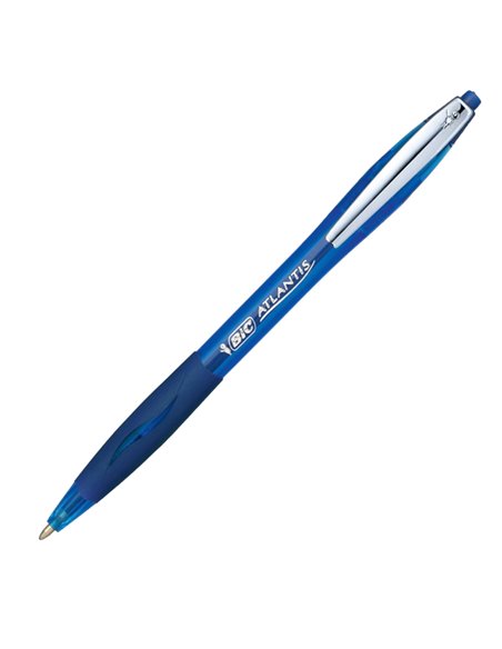 SCATOLA 12 PENNE SFERA SCATTO BIC®ATLANTIS PREMIUM clip metal 1,0MM BLU 9021322