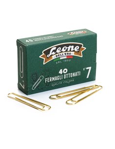 SCATOLA 40 FERMAGLI N.7 MM75 SUPER GIGANTI OTTONATI LEONE FO7 LEONE DELL'ERA FERMAGLI-FERMACAMPIONI-MOLLE