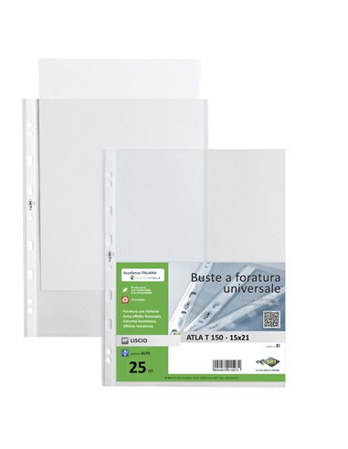 25 buste forate ATLA T 150 15x21cm liscio SEI ROTA 661517