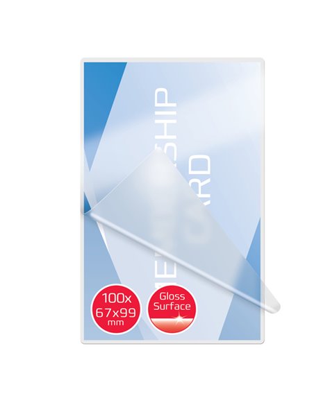 Scatola 100 pouches 2x125mm 67x99mm Badge GBC 3743177 GBC POUCHES PER PLASTIFICARE