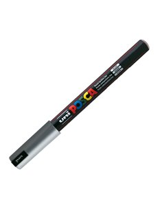 Marcatore UNI POSCA Pen PC1M p.extra fine 0,7mm argento UNI MITSUBISHI M PC1MR ARG UNI MITSUBISHI A BASE D'ACQUA