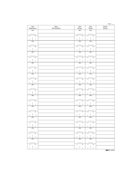REGISTRO NOMINA/REVOCA AMMINISTRATORE 297X210mm 16PAG E2527 E2527 EDIPRO AZIENDE-CONTABILITA' GENERALE