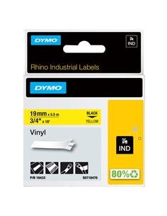 NASTRO VINILE 19mm x 5.5mt nero su giallo 18433 RHINO 18433 DYMO ETICHETTE-NASTRI-TAMPONI PER ETICHETTATRICI E PREZZATRICI