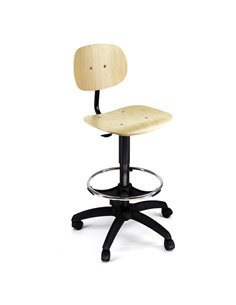 Sedia alta tipo tecnigrafo E0E7 in faggio multistrato c/ruote EOE7 Unisit SEDUTE TECNICHE E SGABELLI