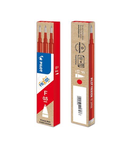 SET 3 REFILL SFERA FRIXIONball CLICKER 0.5mm ROSSO PILOT 006572
