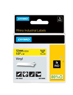 NASTRO VINILE 12mm x 5.5mt nero su giallo 18432 RHINO S0718450 DYMO ETICHETTE-NASTRI-TAMPONI PER ETICHETTATRICI E PREZZATRICI