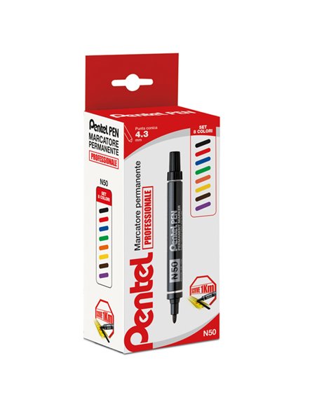 ASTUCCIO MARCATORE PENTEL PEN N50 8 COL.ASSORTITI P.TONDA N50-8