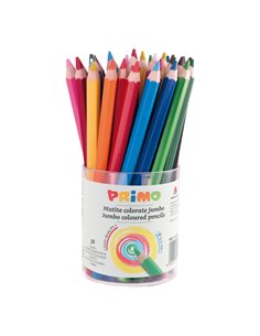 BARATTOLO DA 36 PASTELLI COLORATI MAXI JUMBO 100 FSC in 12 colori PRIMO 521B36 PRIMO PASTELLI COLORATI