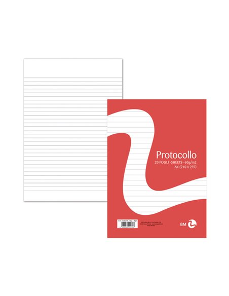 FOGLI PROTOCOLLO A4 60gr 20fg 1rigo BM 0100258 BM FOGLI PROTOCOLLO