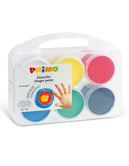 VALIGETTA 6 COLORI A DITA 100gr c/pennello PRIMO 221TD100SP
