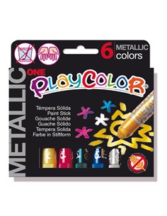 TEMPERA SOLIDA PLAYCOLOR 6 COLORI METAL in STICK da 10GR 10321 Instant TEMPERE