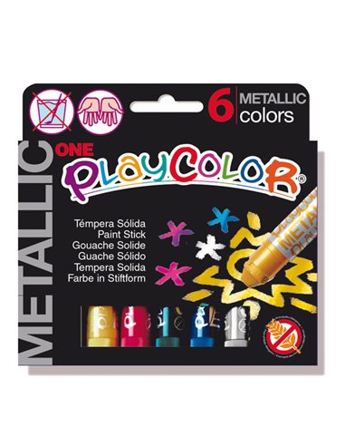 TEMPERA SOLIDA PLAYCOLOR 6 COLORI METAL in STICK da 10GR 10321 Instant TEMPERE