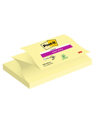 BLOCCO 90foglietti Post-it® Super Sticky Z-Notes Canary™76x127mm R350-123SS-CY 7100290171 POST-IT BLOCCHI ADESIVI-DISPENSER