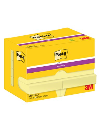 BLOCCO 90foglietti Post-it® Super Sticky Giallo Canary™ 47,6x47,6mm 622-12SS-CY 7100290190 POST-IT BLOCCHI ADESIVI-DISPENSER