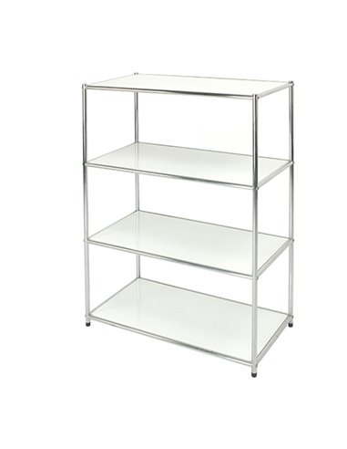 LIBRERIA 4 RIPIANI ACCIAIO/BIANCO 80x40cm - H120cm Easy System E-408012W