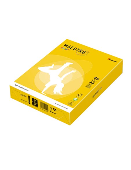 CARTA MAESTRO COLOR A4 210x297mm 80gr 500fg GIALLO FORTE IG50 MONDI 7042 MONDI COLORATA