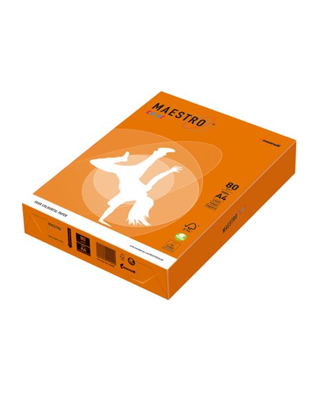 CARTA MAESTRO COLOR A4 210x297mm 80gr 500fg ARANCIO FORTE OR43 MONDI 7020 MONDI COLORATA