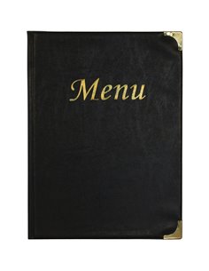 PORTA MENU' A4-31,5x24cm NERO in PVC BASIC con 4+2 BUSTE FISSE MC-BRA4-BL