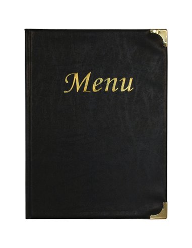 PORTA MENU' A4-31,5x24cm NERO in PVC BASIC con 4+2 BUSTE FISSE MC-BRA4-BL