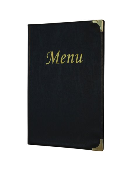 PORTA MENU' A4-31,5x24cm NERO in PVC BASIC con 4+2 BUSTE FISSE MC-BRA4-BL