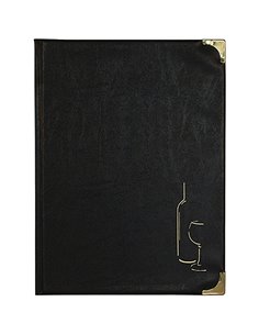 CARTA DEI VINI A4-31,5x24cm NERO in PVC BASIC con 4+2 BUSTE FISSE MC-BRWC-BL