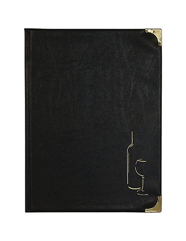 CARTA DEI VINI A4-31,5x24cm NERO in PVC BASIC con 4+2 BUSTE FISSE MC-BRWC-BL