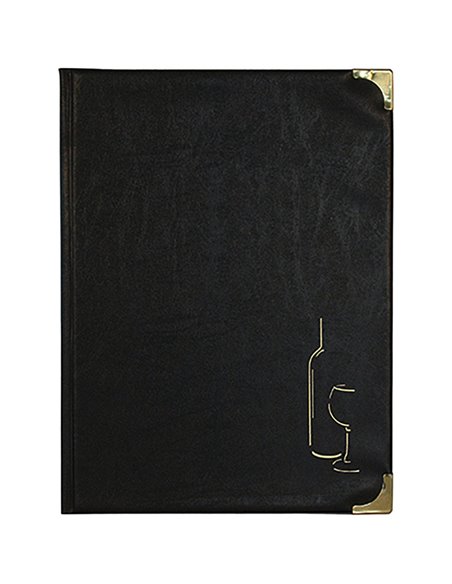 CARTA DEI VINI A4-31,5x24cm NERO in PVC BASIC con 4+2 BUSTE FISSE MC-BRWC-BL